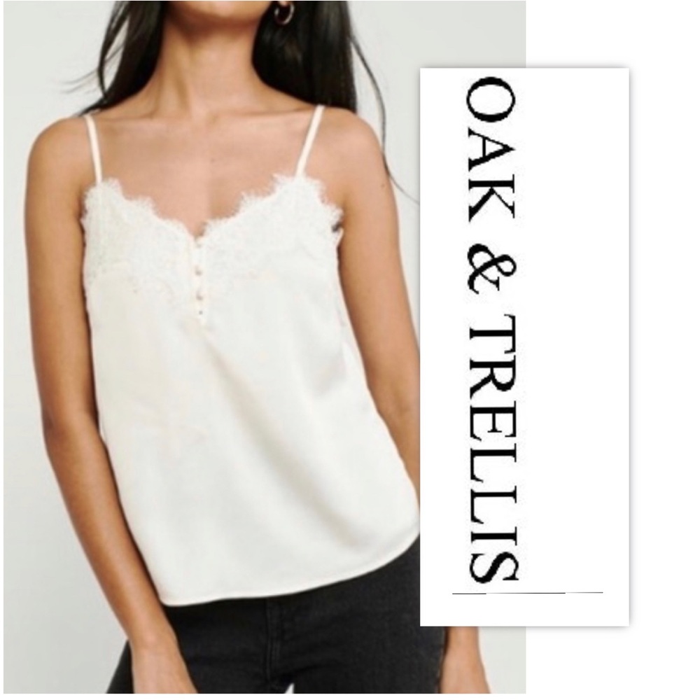 Oak & Trellis Eyelash Lace Satin Camisole
